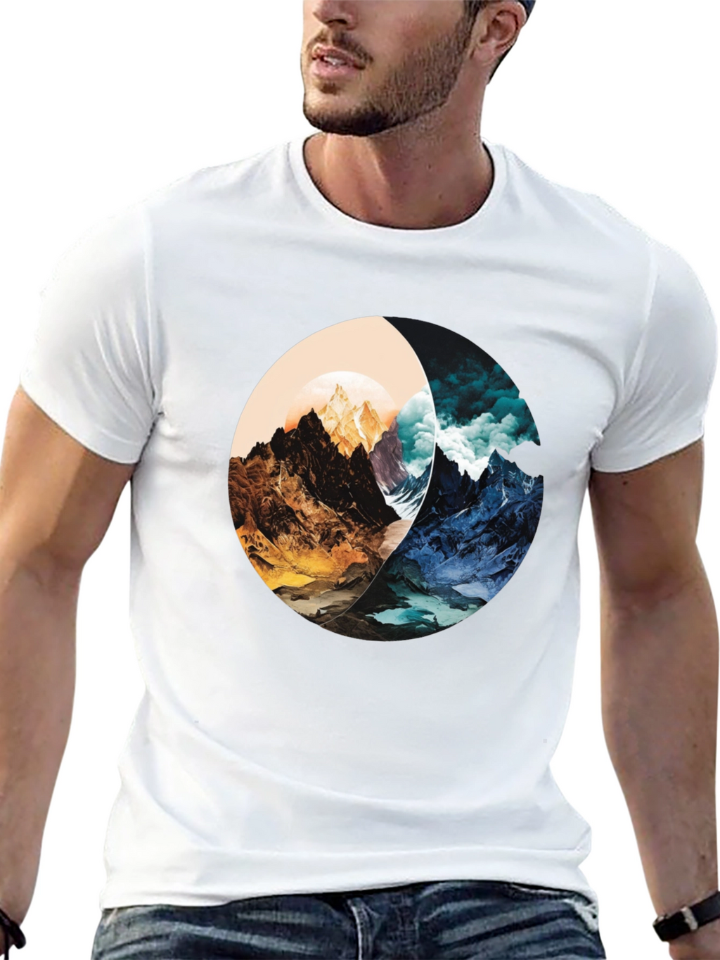 Yin Yang Mountain Graphic Tee - Stylish and Unique