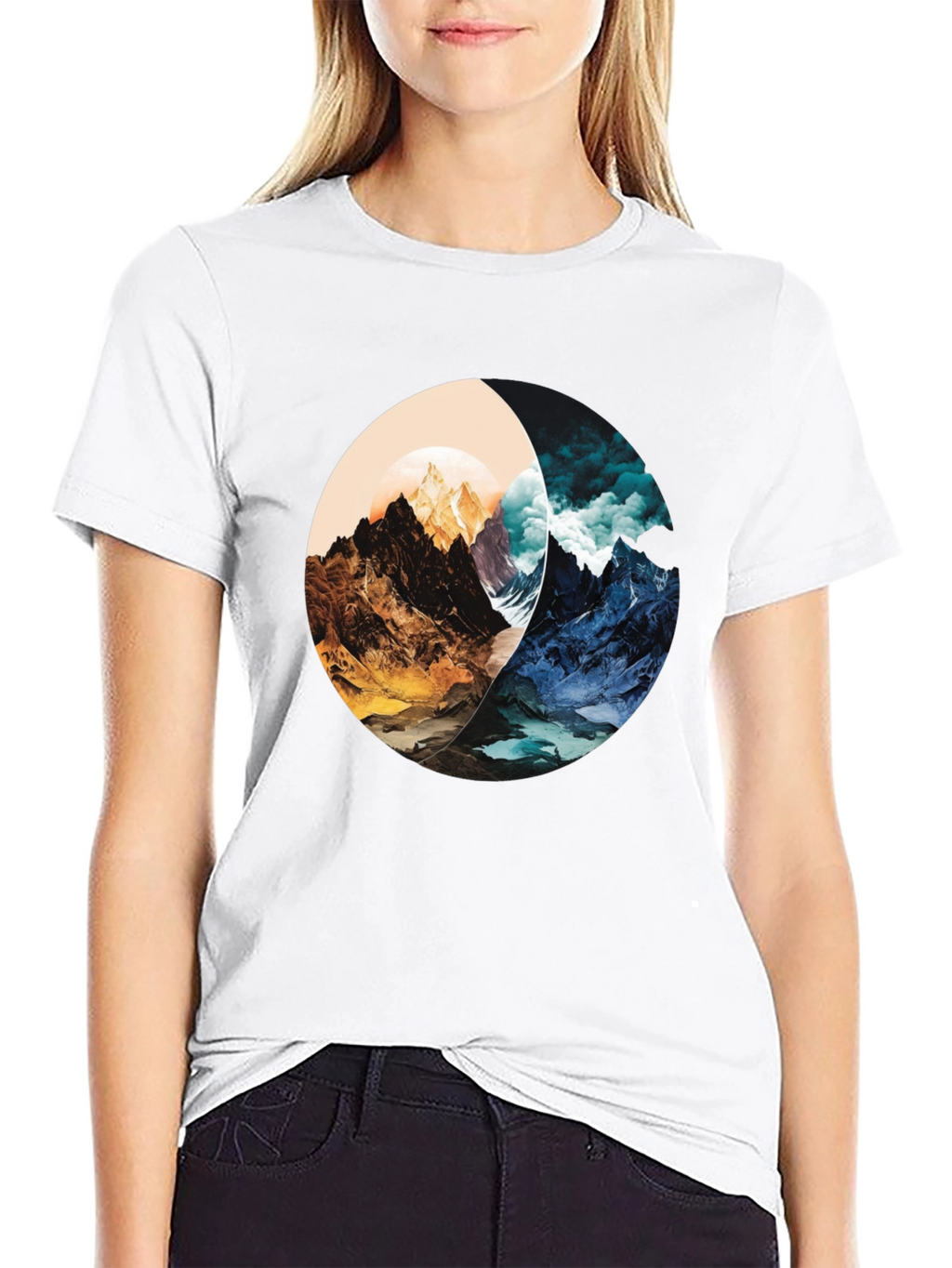 Yin Yang Mountain Graphic Tee - Stylish and Unique
