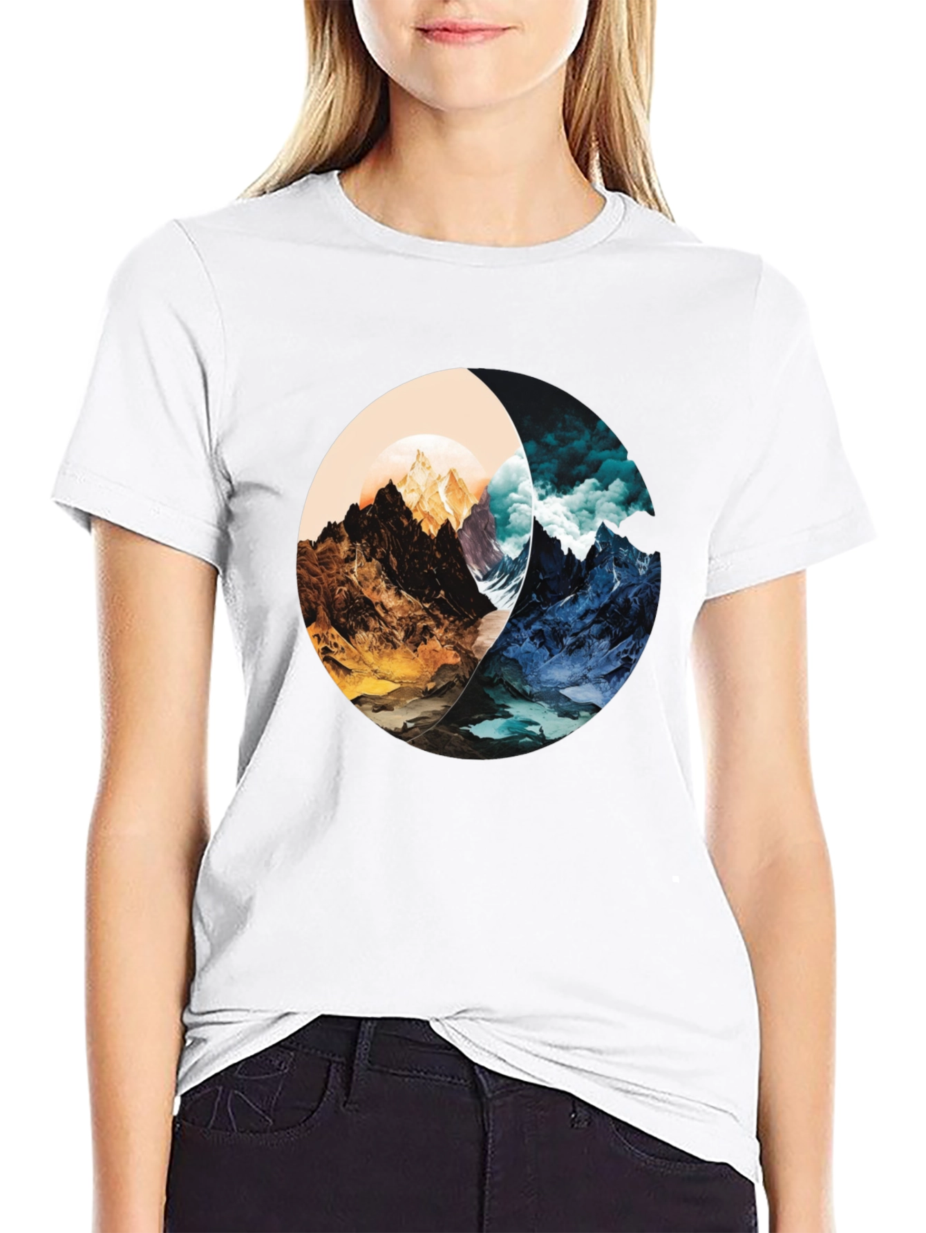 Yin Yang Mountain Graphic Tee - Stylish and Unique