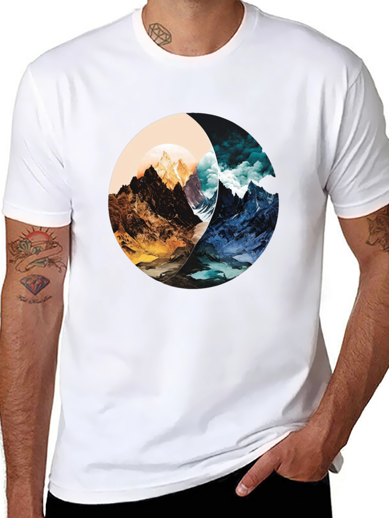 Yin Yang Mountain Graphic Tee - Stylish and Unique