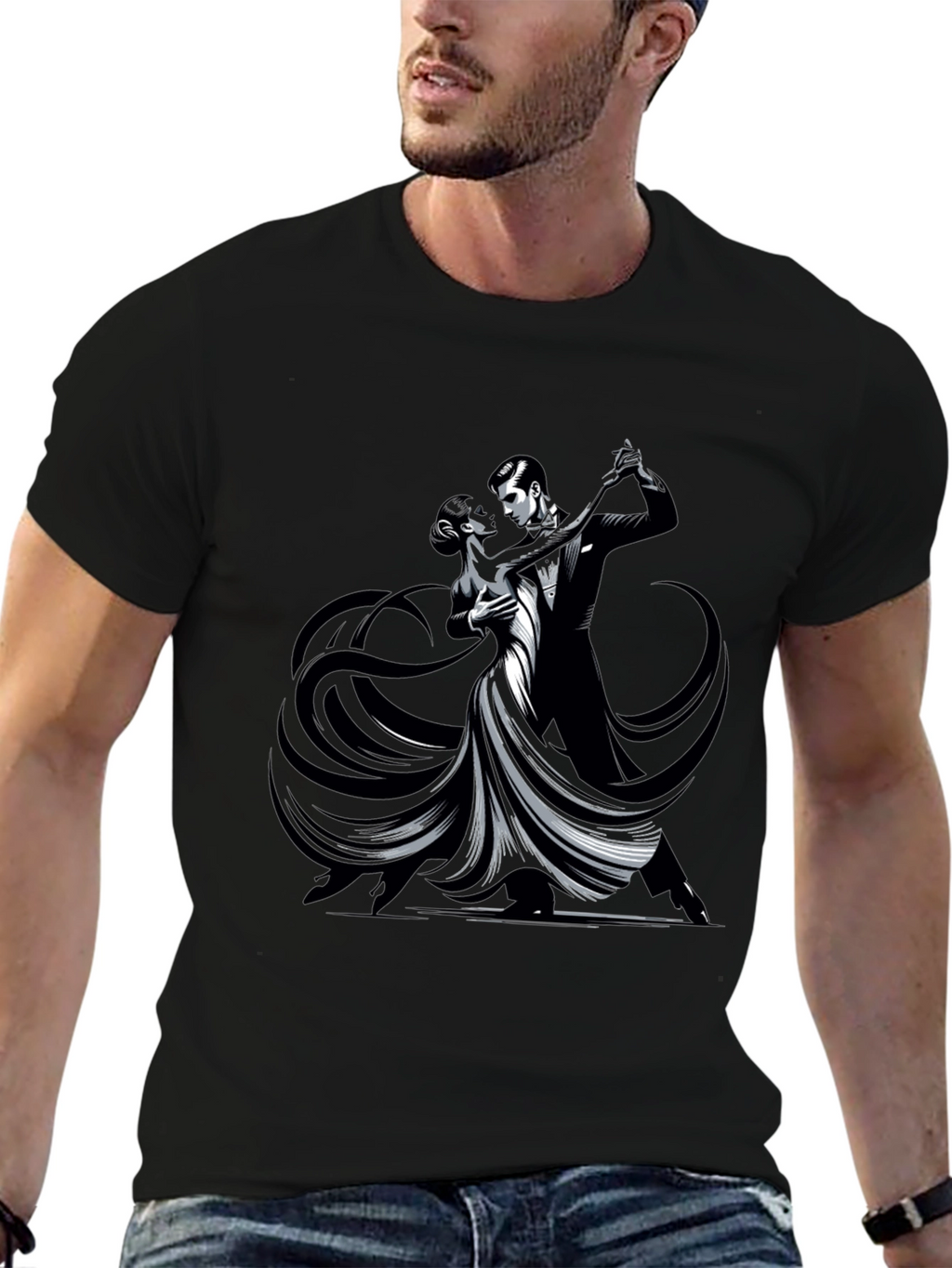 Tango Dance Graphic Tee - Sleek Black Shirt