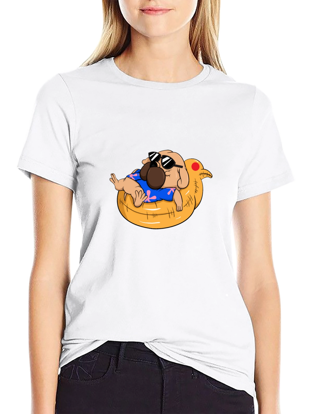Cool Pug in Duck Float T-Shirt - Summer Vibes!