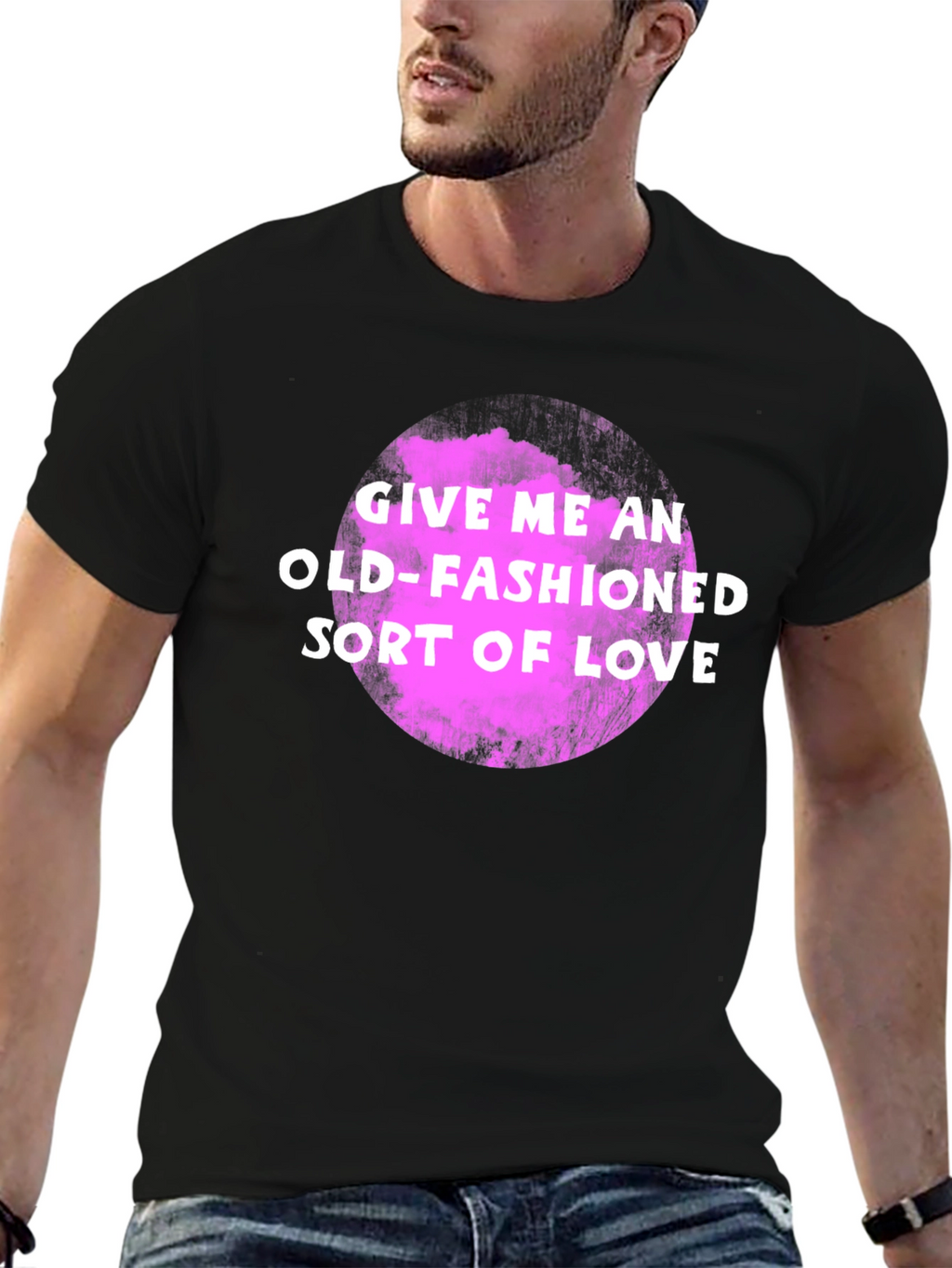 Old-Fashioned Love Graphic Tee - Soft Black Cotton Shirt