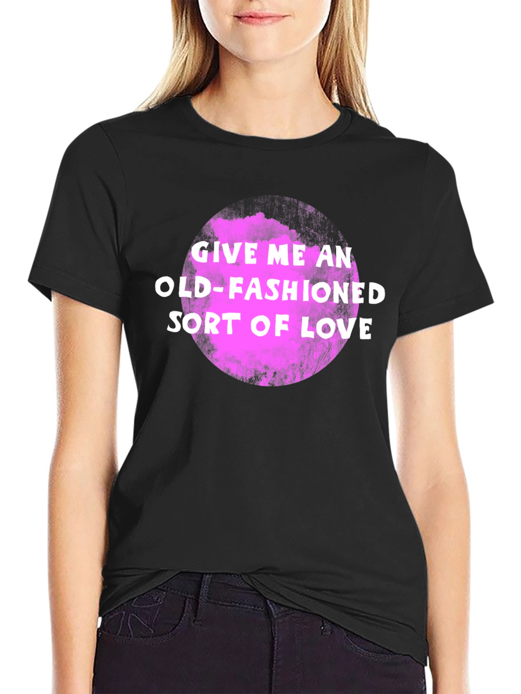 Old-Fashioned Love Graphic Tee - Soft Black Cotton Shirt