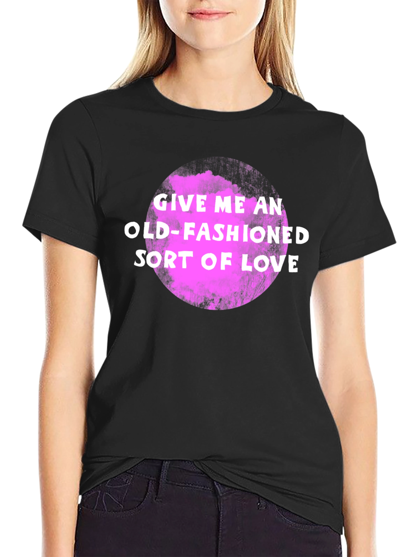 Old-Fashioned Love Graphic Tee - Soft Black Cotton Shirt