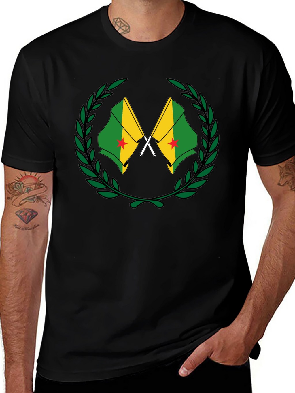 French Guiana Flag T-Shirt - Black