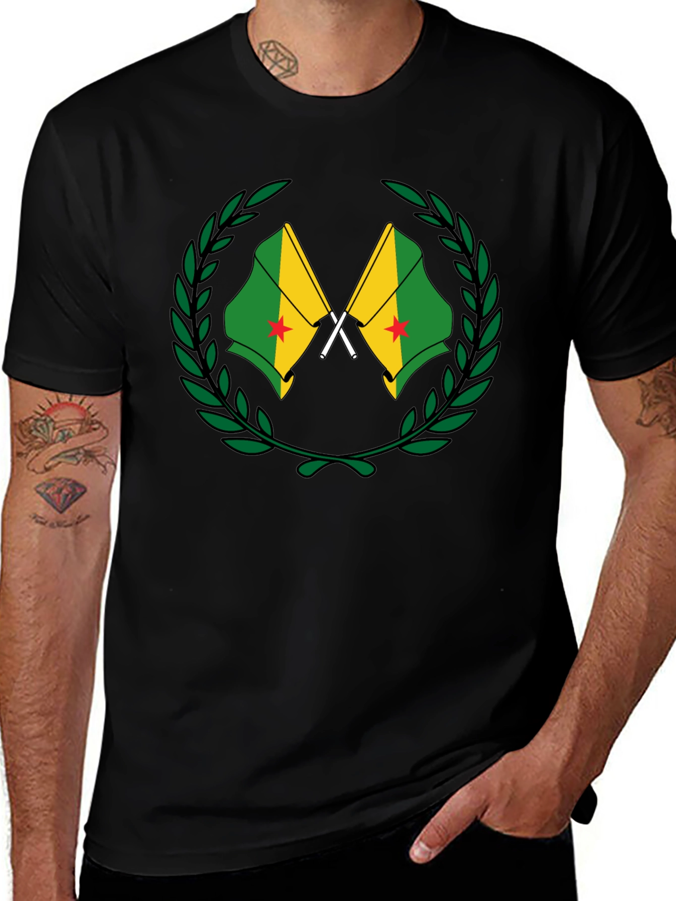 French Guiana Flag T-Shirt - Black