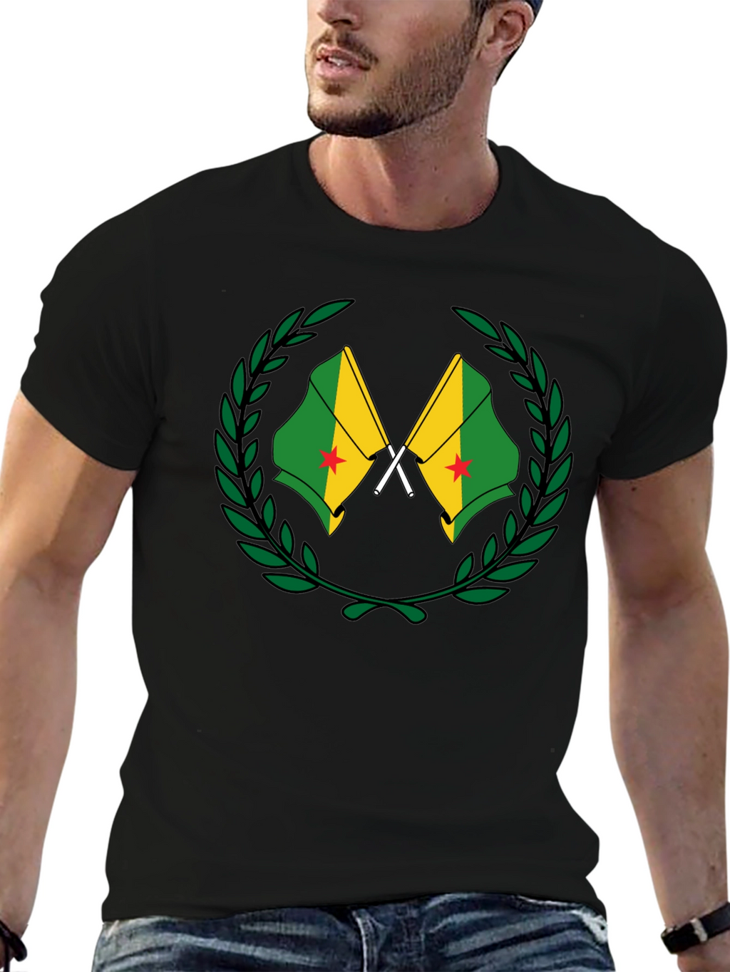 French Guiana Flag T-Shirt - Black