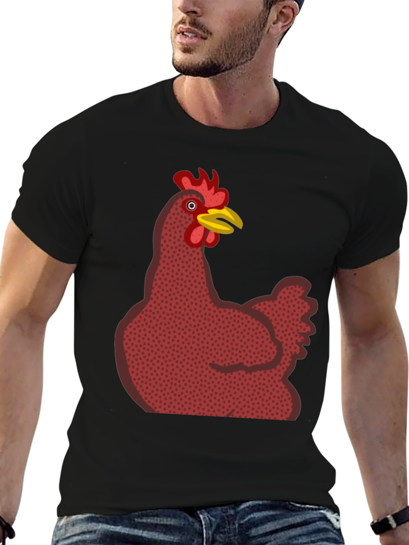 Chicken Graphic T-Shirt - Black Casual Tee