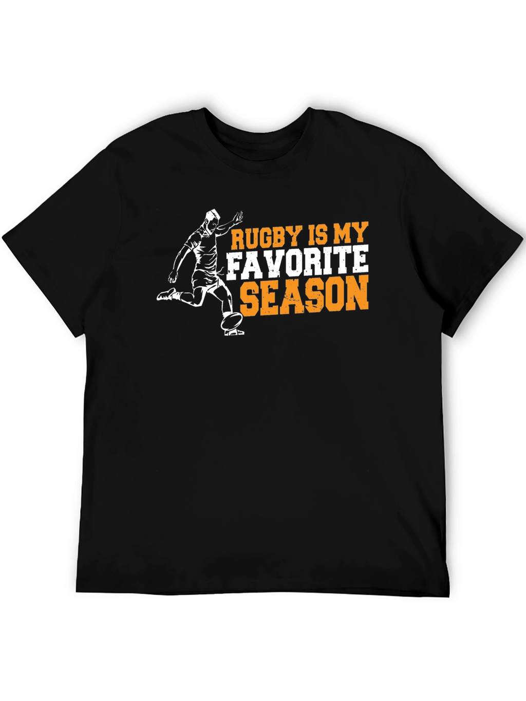 Rugby Is My Favorite Season Black Graphic Tee