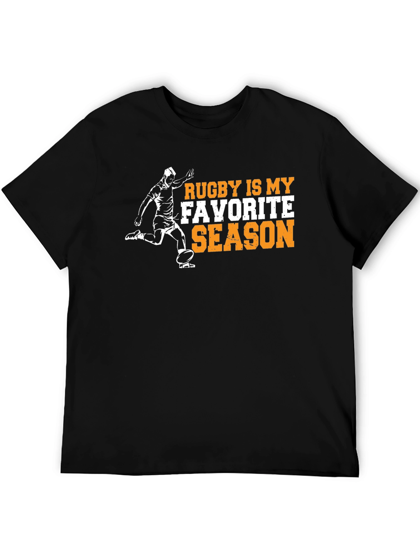 Rugby Is My Favorite Season Black Graphic Tee