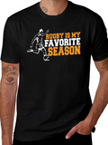 Rugby Is My Favorite Season Black Graphic Tee