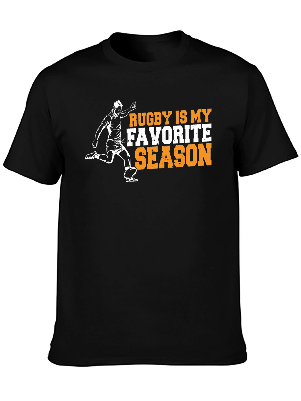 Rugby Is My Favorite Season Black Graphic Tee