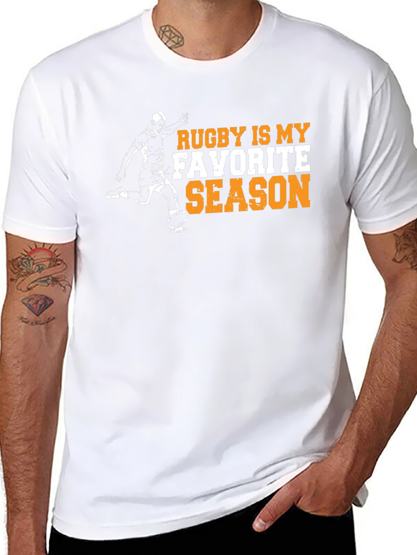 Rugby Is My Favorite Season Black Graphic Tee