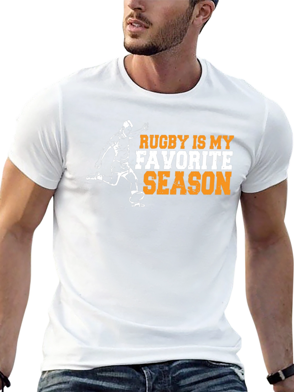 Rugby Is My Favorite Season Black Graphic Tee