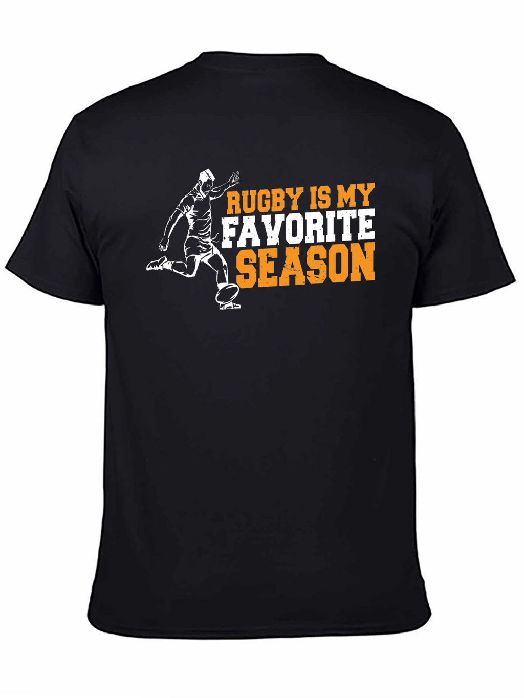 Rugby Is My Favorite Season Black Graphic Tee