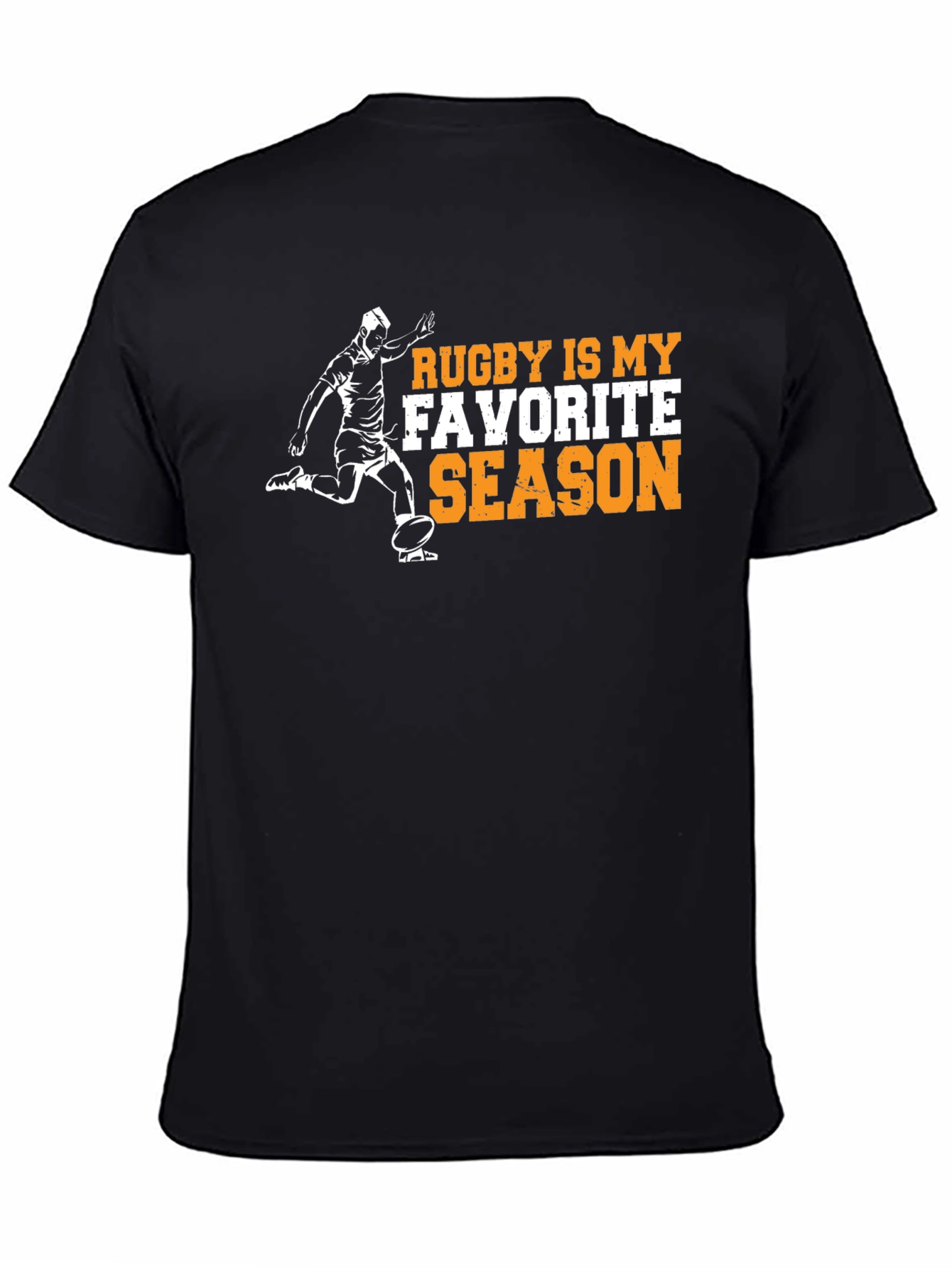 Rugby Is My Favorite Season Black Graphic Tee