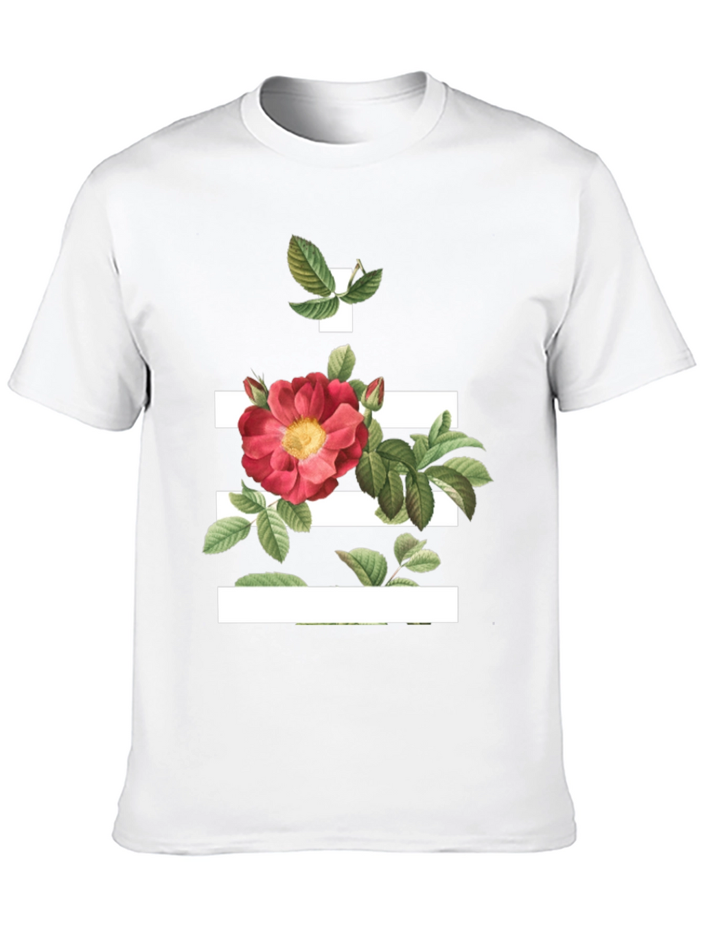 Floral Stripe Graphic Tee - Modern Botanical Design