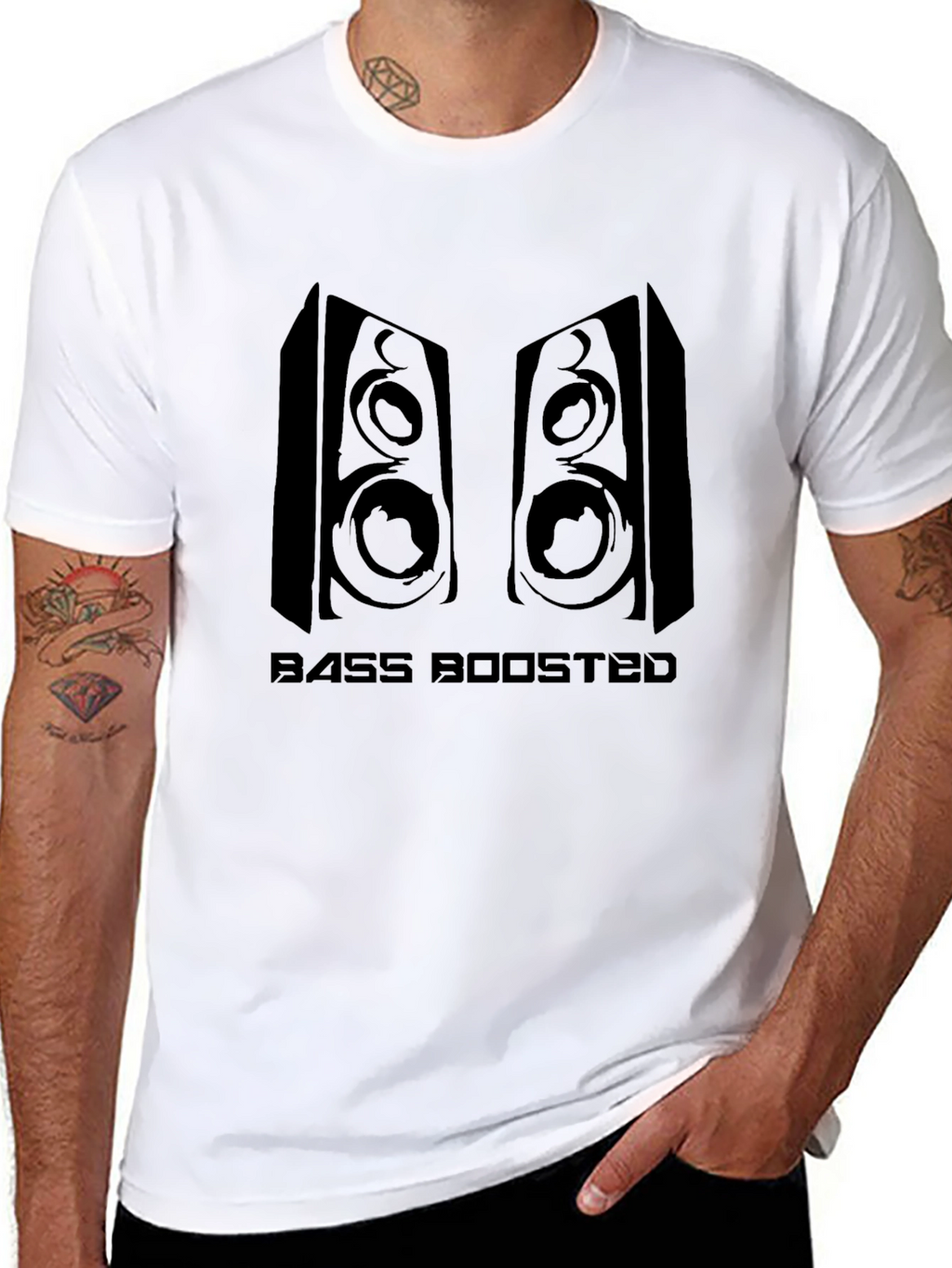 Bass Boosted Speaker Graphic Tee - Black