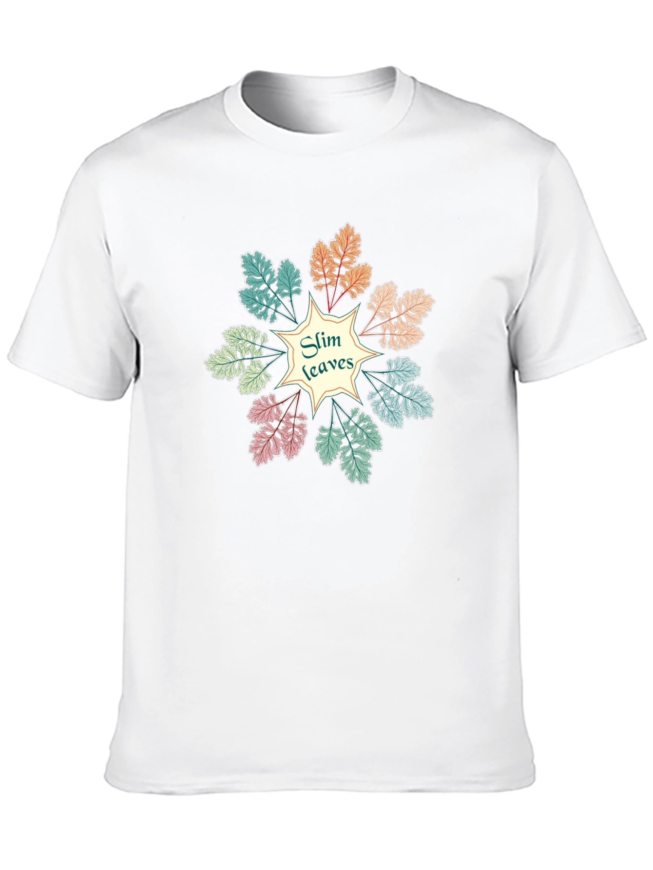 Slim Leaves Graphic Black T-Shirt