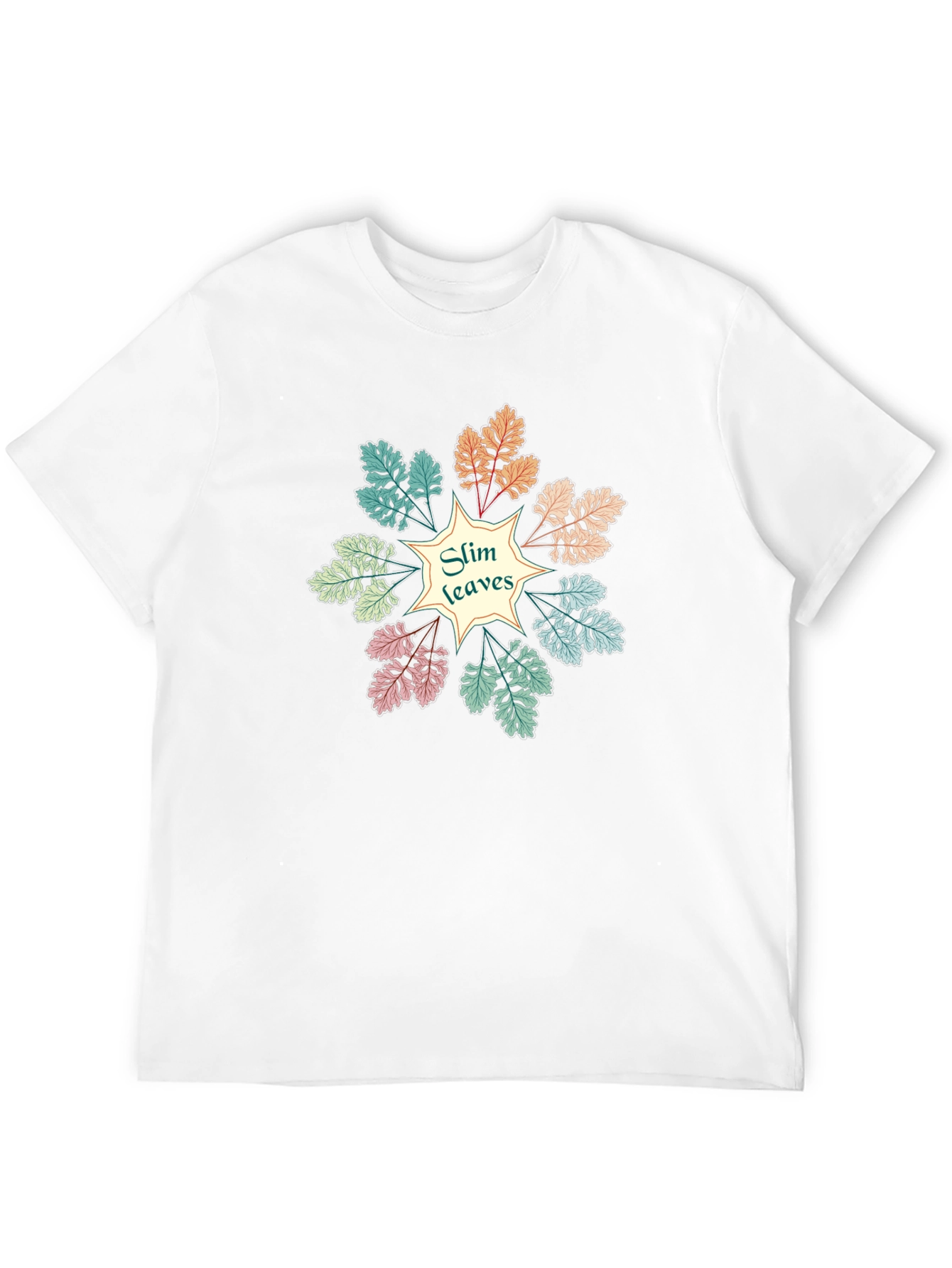 Slim Leaves Graphic Black T-Shirt