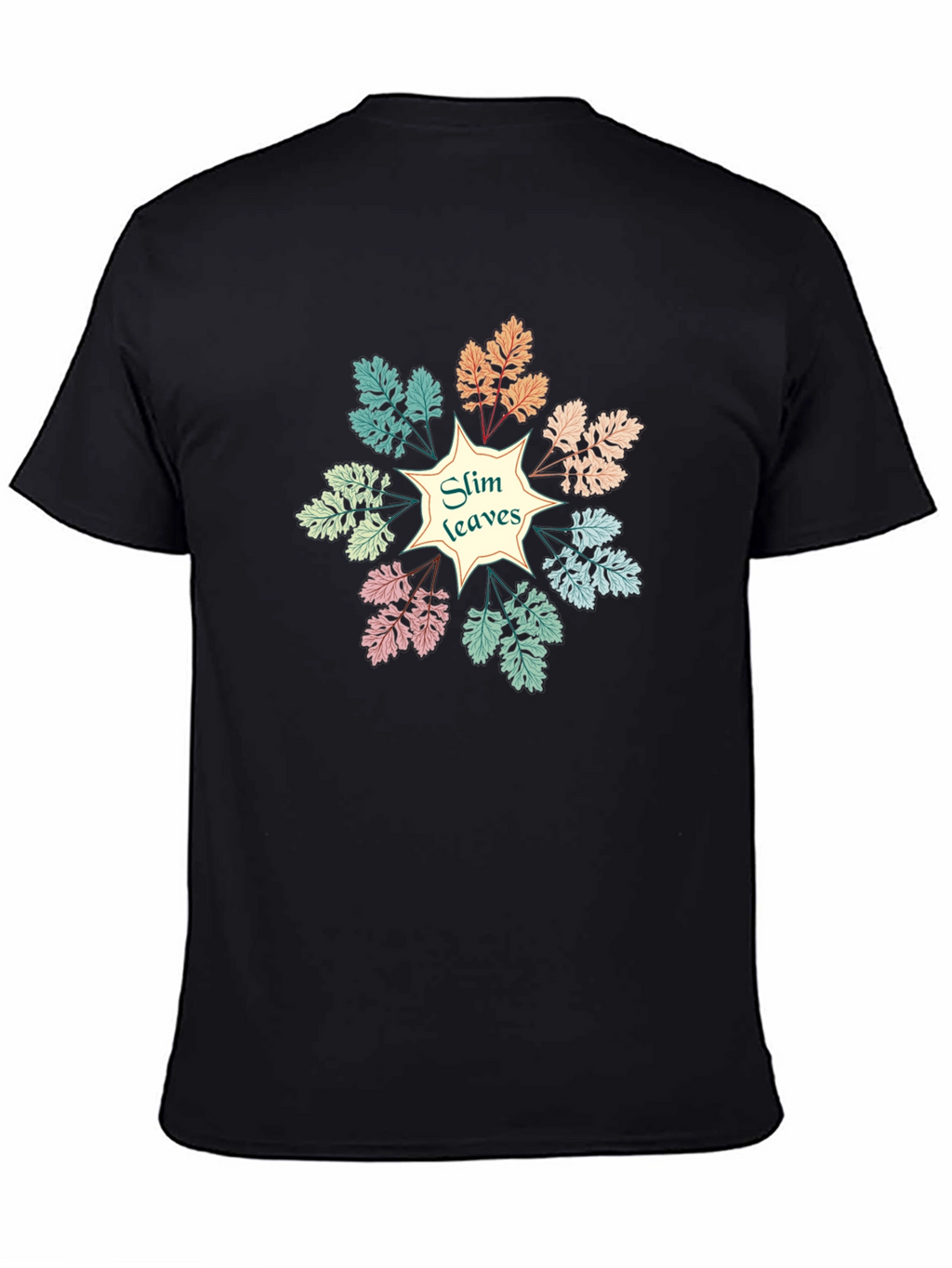 Slim Leaves Graphic Black T-Shirt