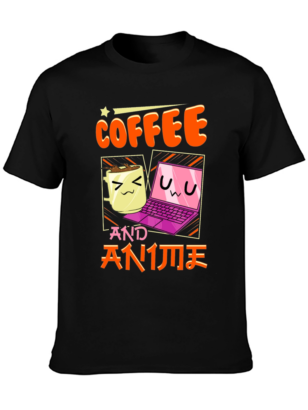 Coffee and Anime T-Shirt - Kawaii Design