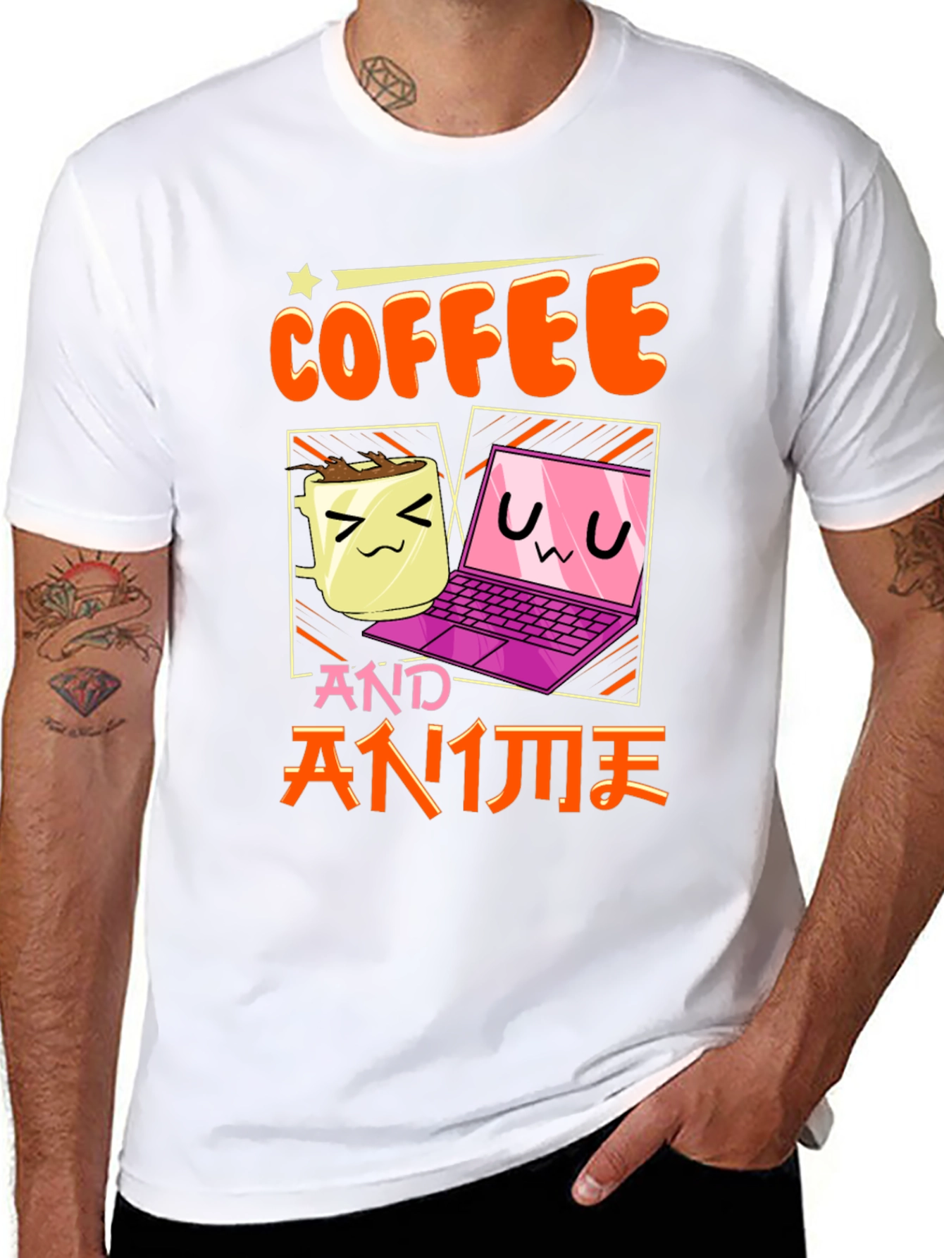 Coffee and Anime T-Shirt - Kawaii Design