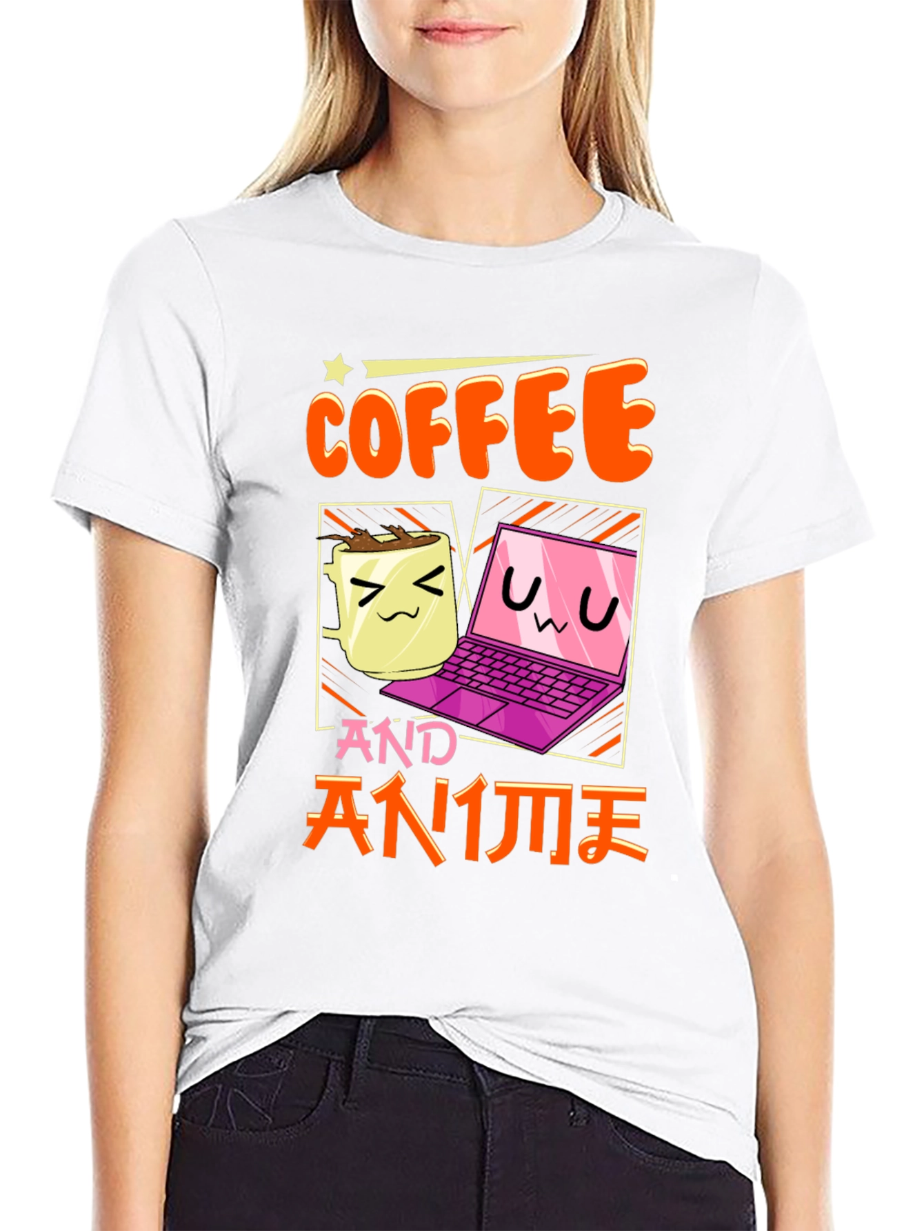Coffee and Anime T-Shirt - Kawaii Design