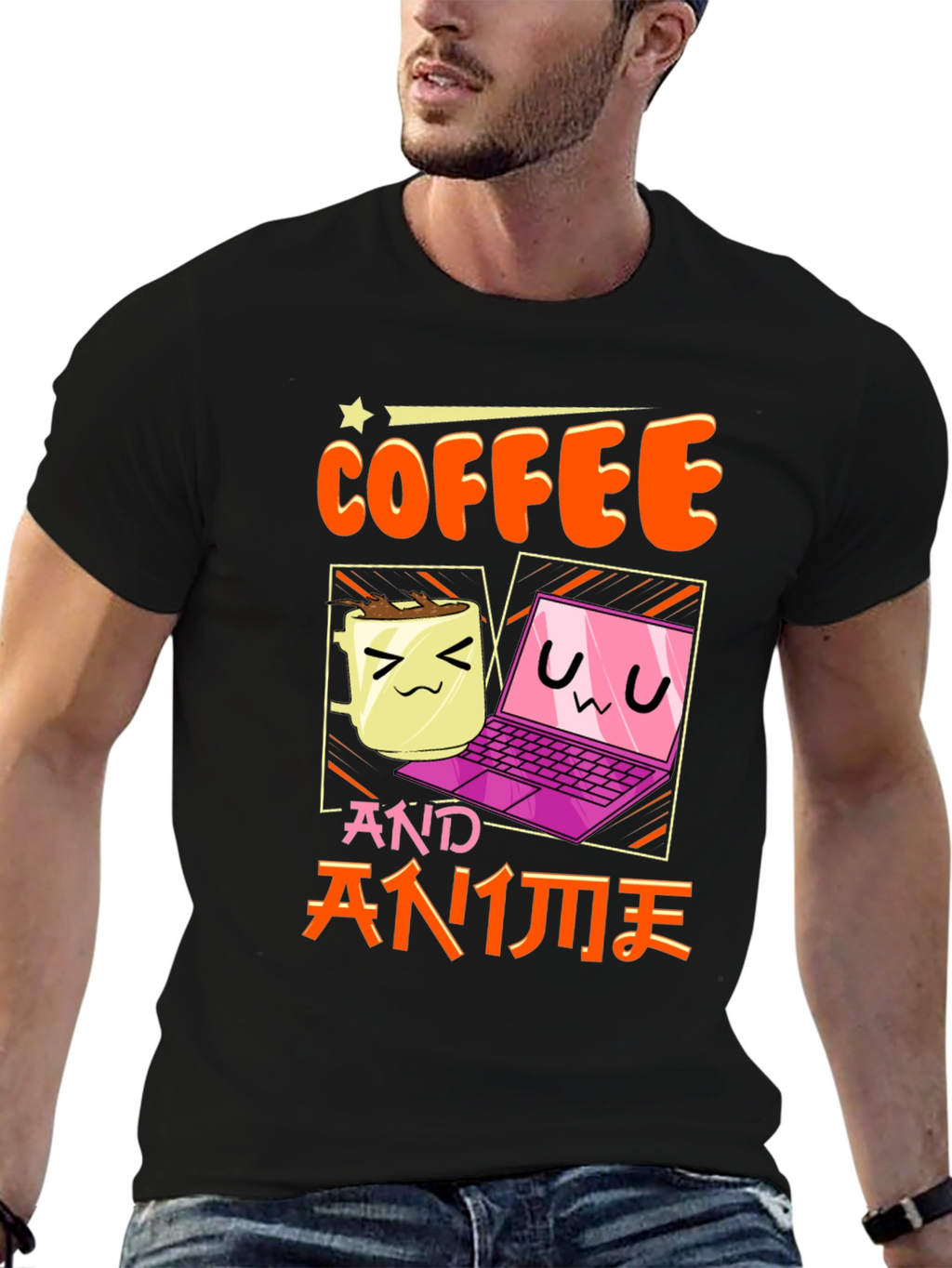 Coffee and Anime T-Shirt - Kawaii Design