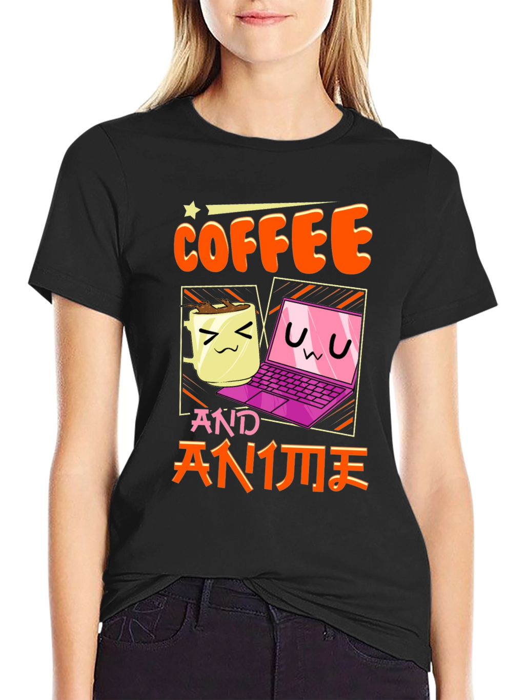 Coffee and Anime T-Shirt - Kawaii Design