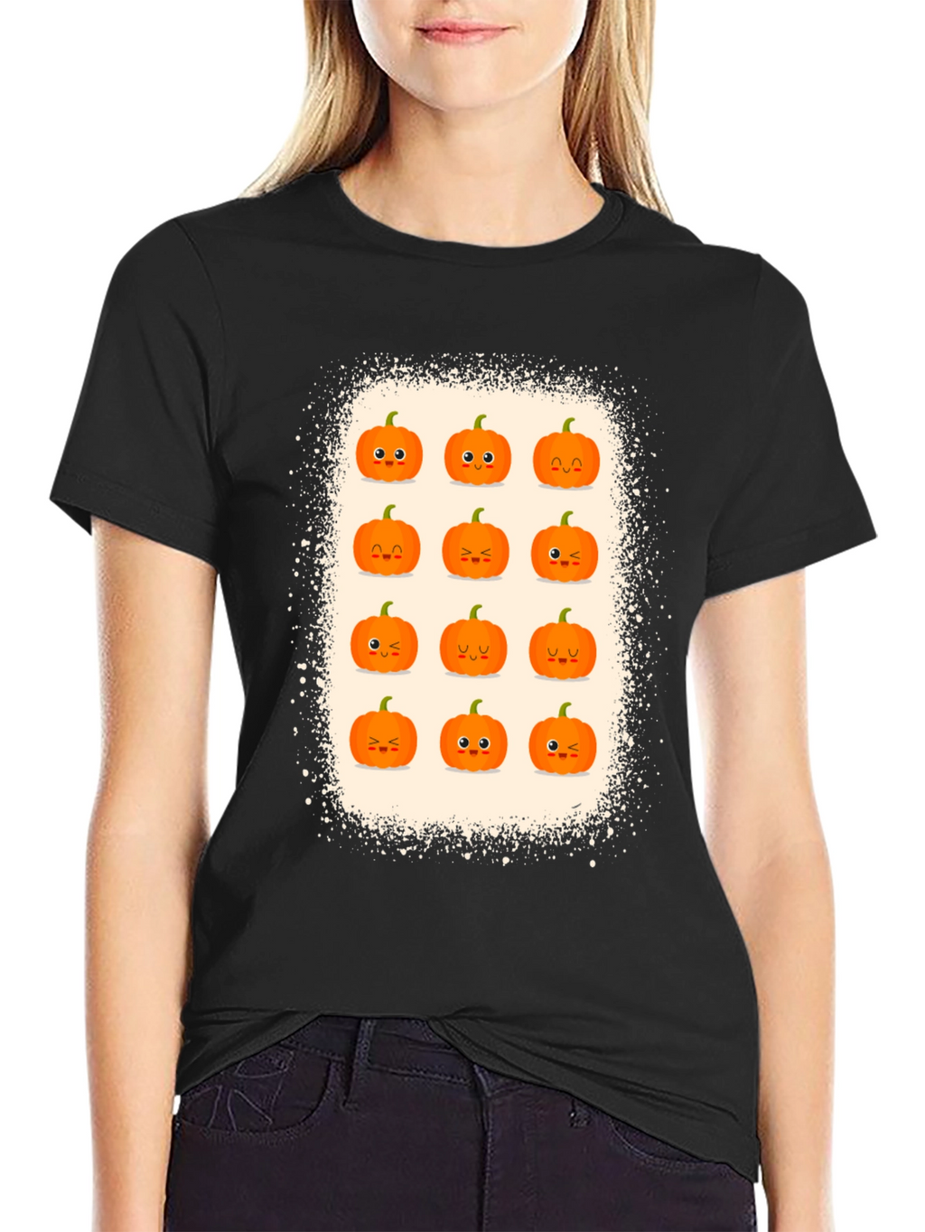 Cute Halloween Pumpkin Face Graphic Tee