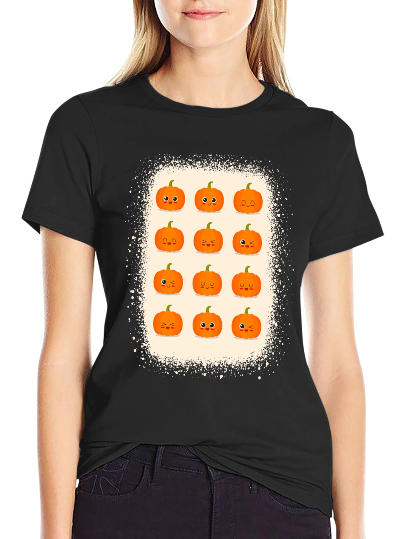 Cute Halloween Pumpkin Face Graphic Tee
