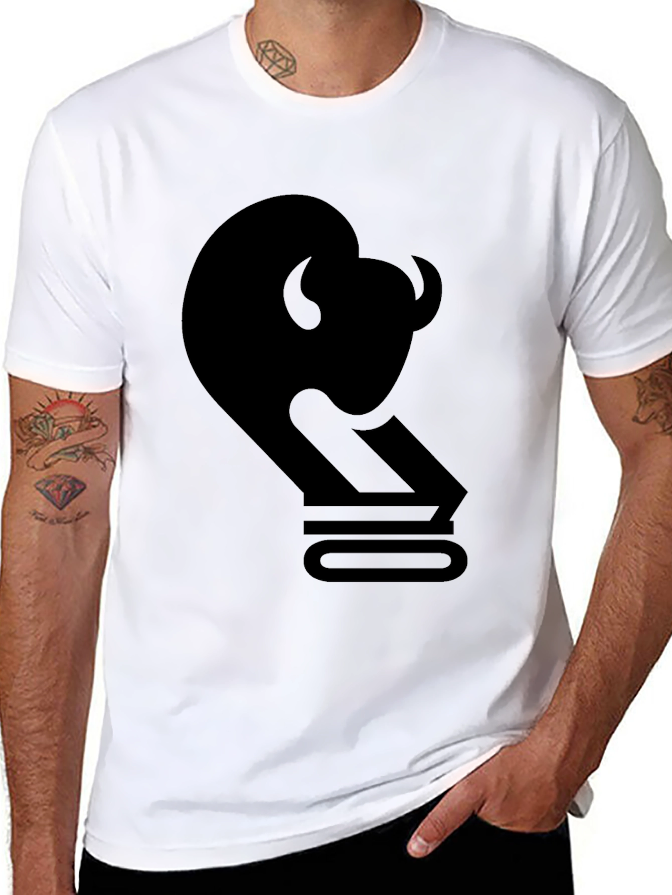 Black Graphic Tee with Bison & Number 10 Design