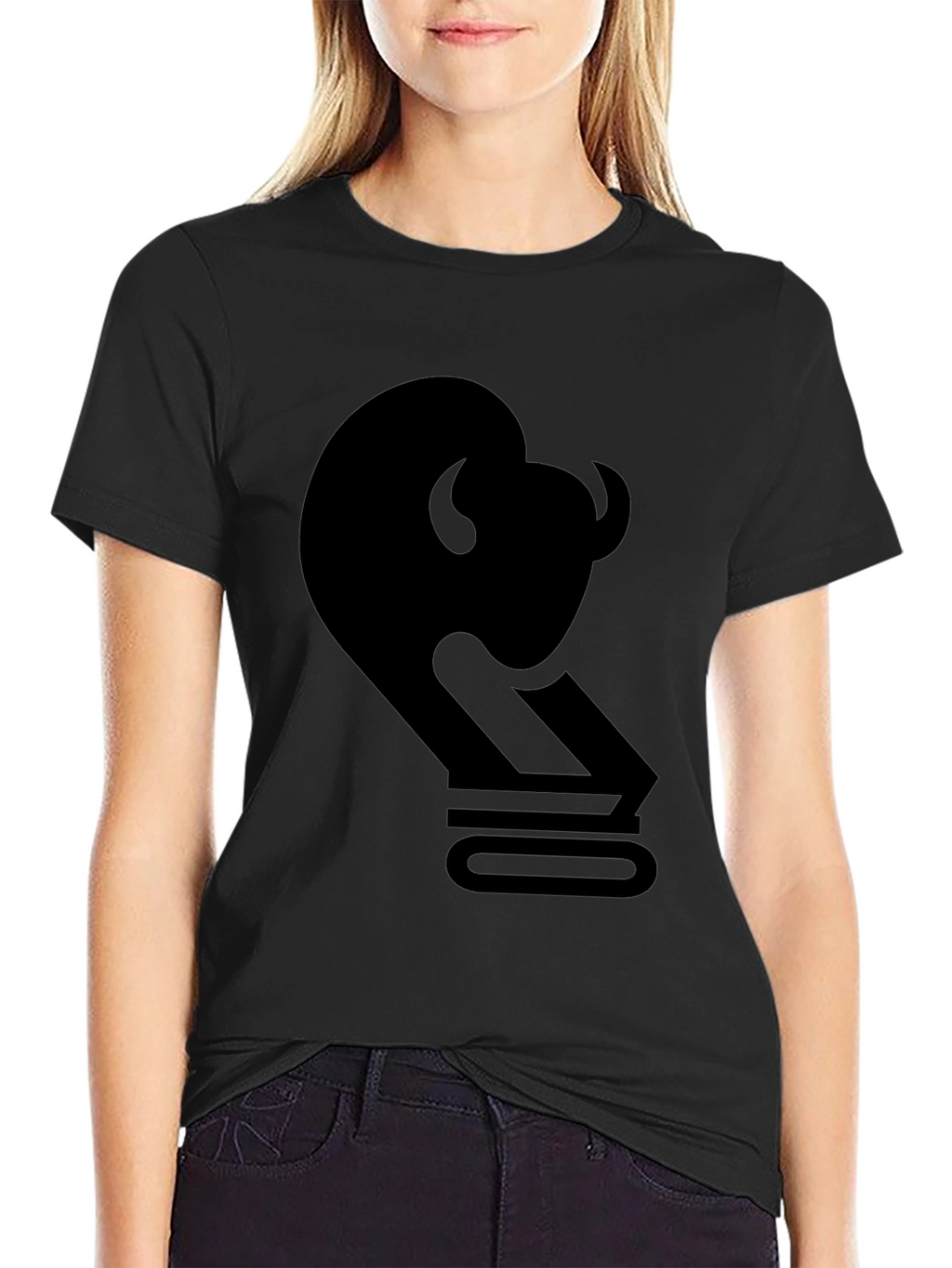 Black Graphic Tee with Bison & Number 10 Design