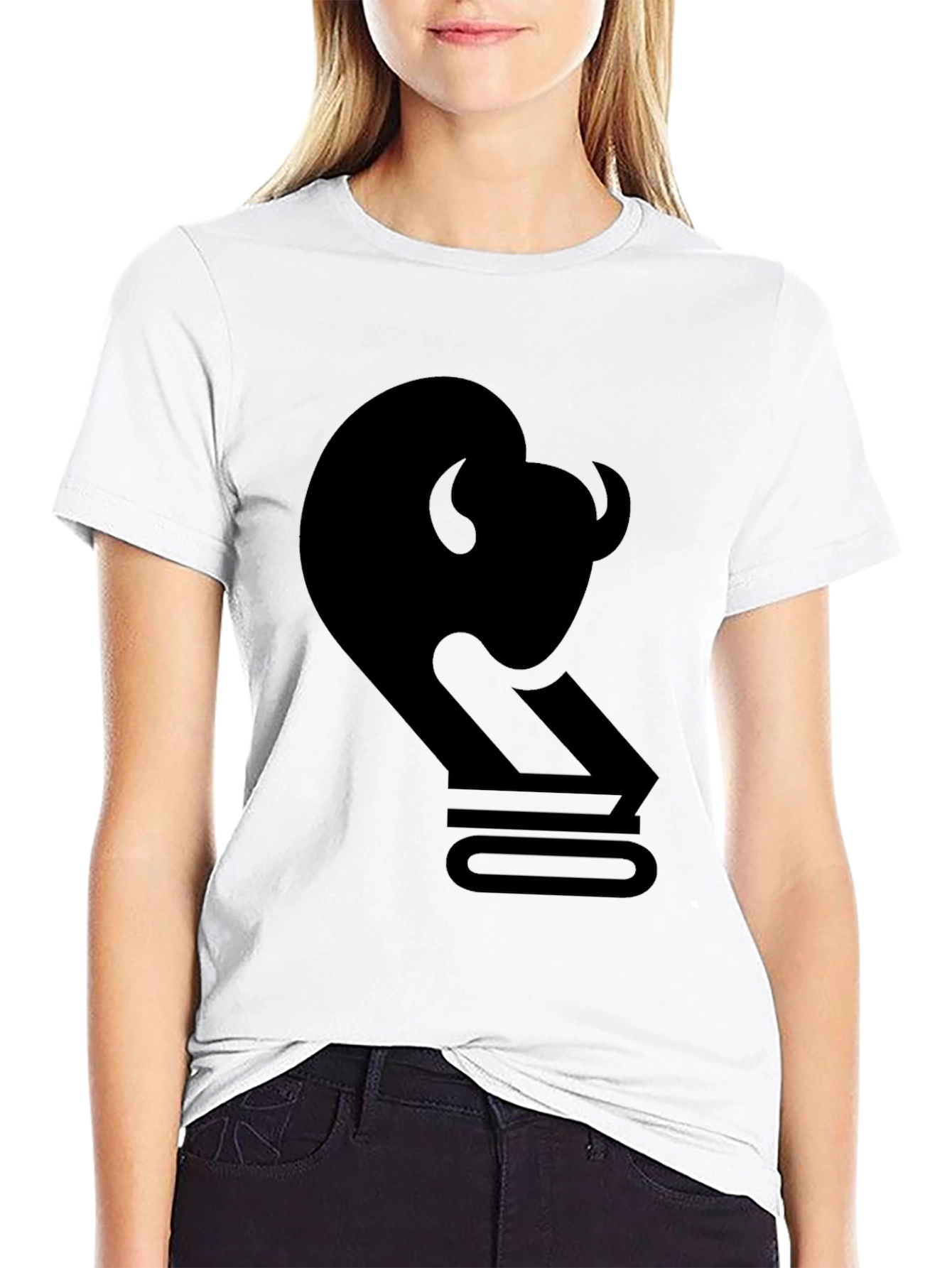 Black Graphic Tee with Bison & Number 10 Design