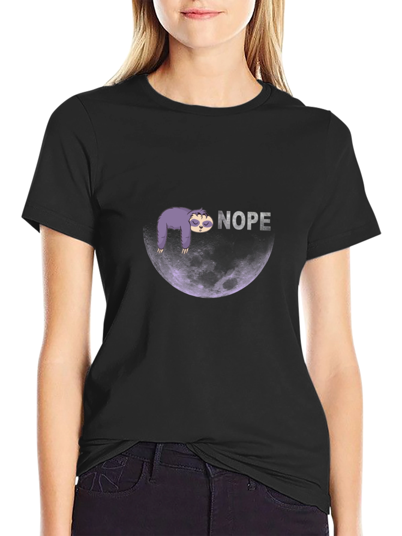 Nope Sloth Graphic Tee - Lazy Moon T-Shirt