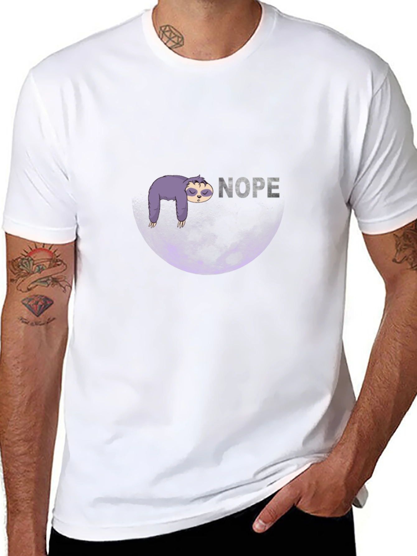 Nope Sloth Graphic Tee - Lazy Moon T-Shirt