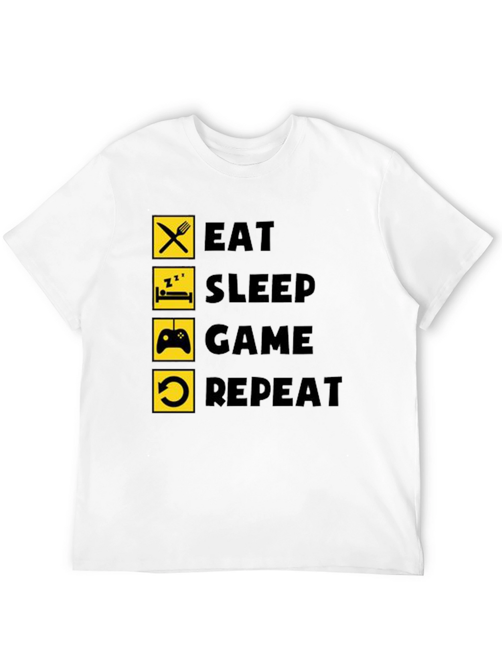 Eat Sleep Game Repeat Black T-Shirt Gamer Life