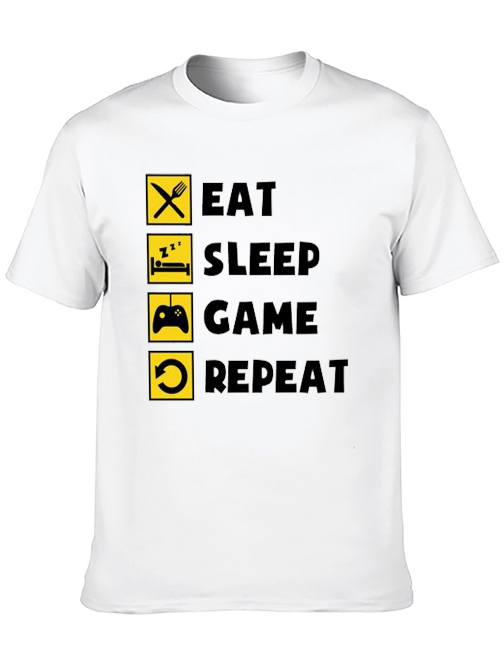 Eat Sleep Game Repeat Black T-Shirt Gamer Life