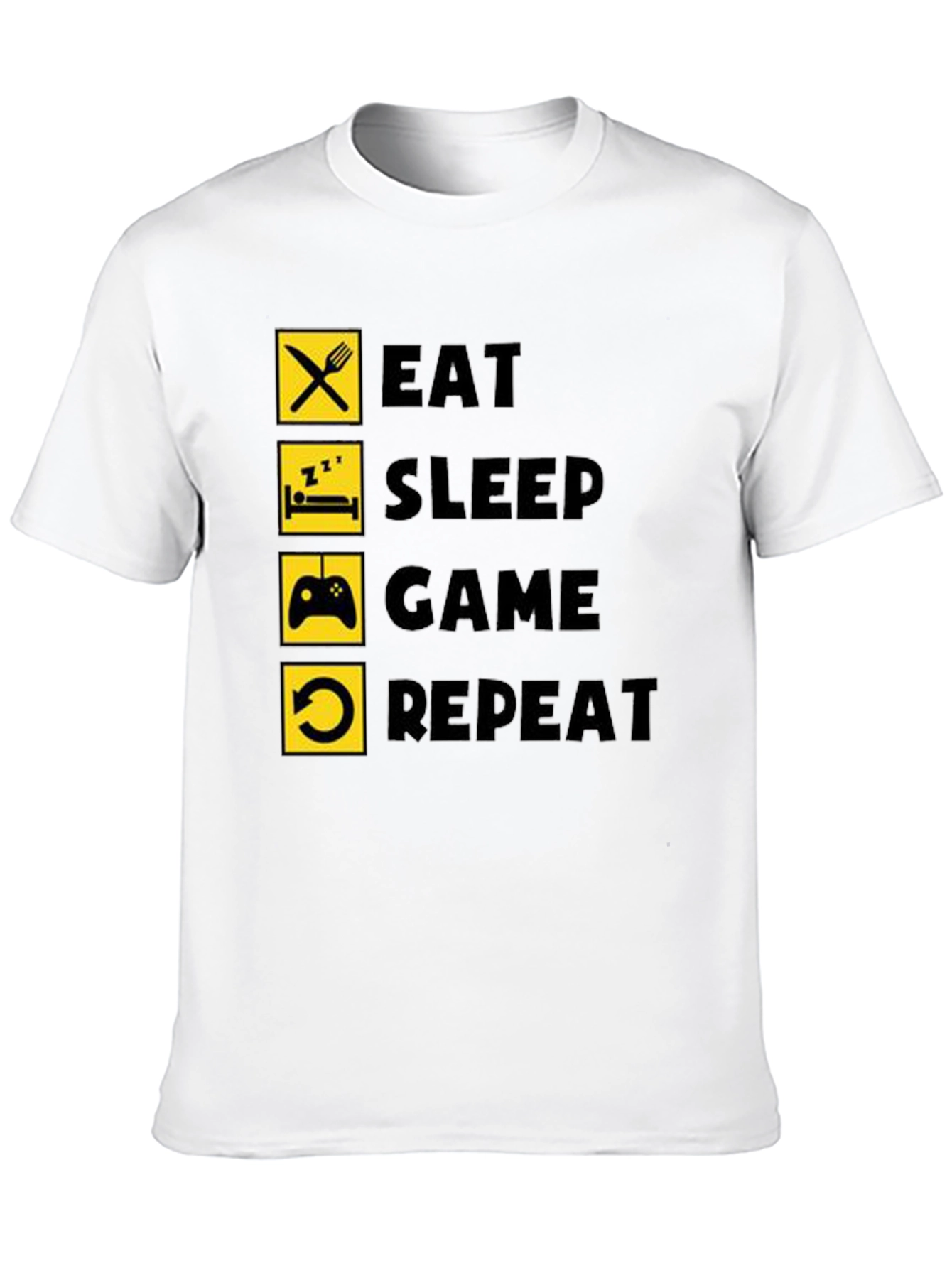Eat Sleep Game Repeat Black T-Shirt Gamer Life