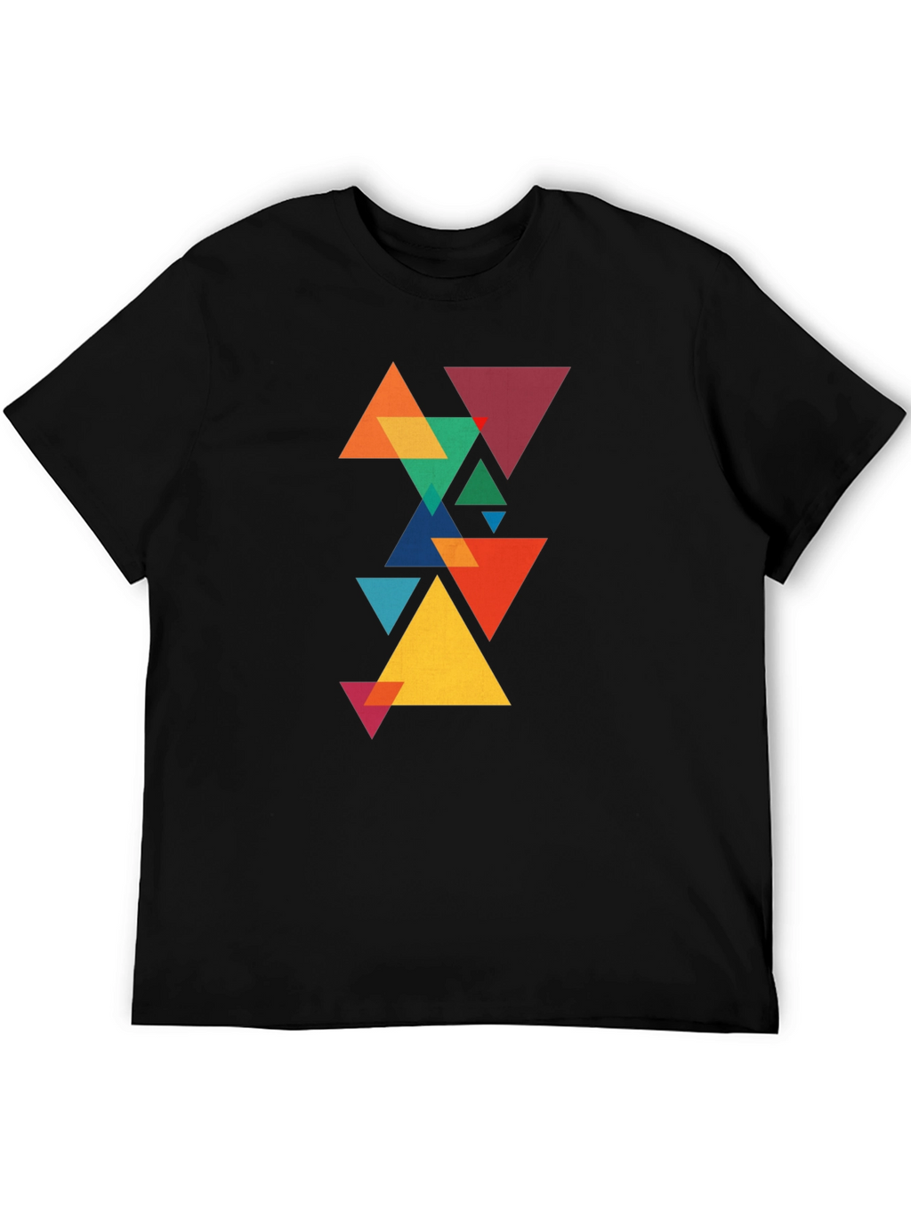 Geometric Triangle Pattern Black T-Shirt