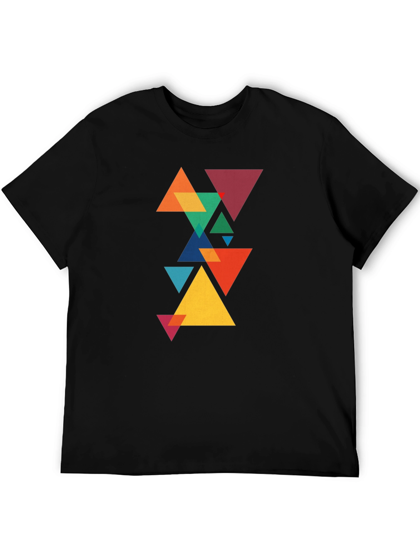Geometric Triangle Pattern Black T-Shirt