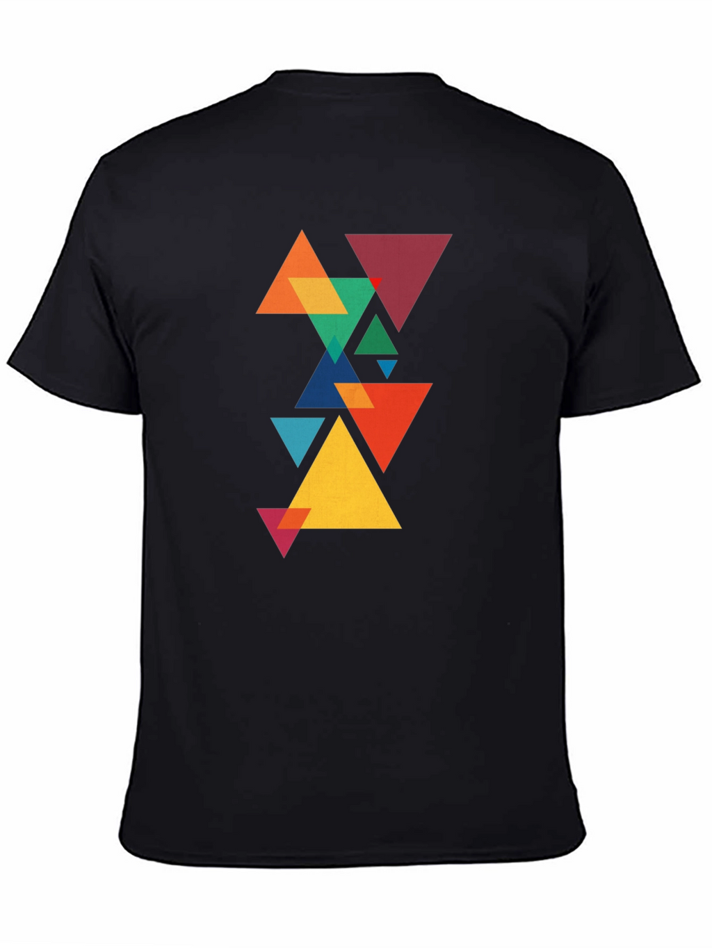 Geometric Triangle Pattern Black T-Shirt
