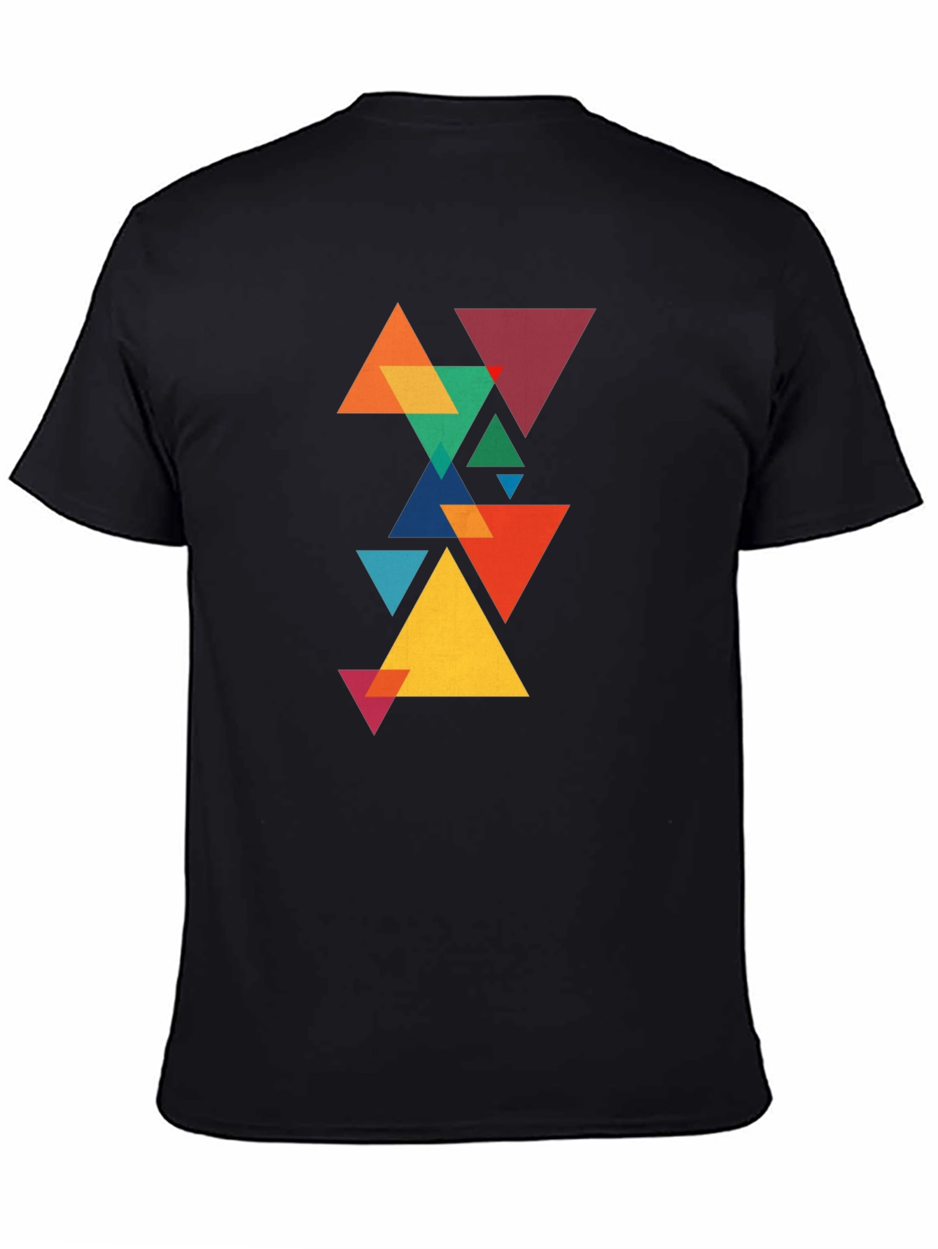 Geometric Triangle Pattern Black T-Shirt
