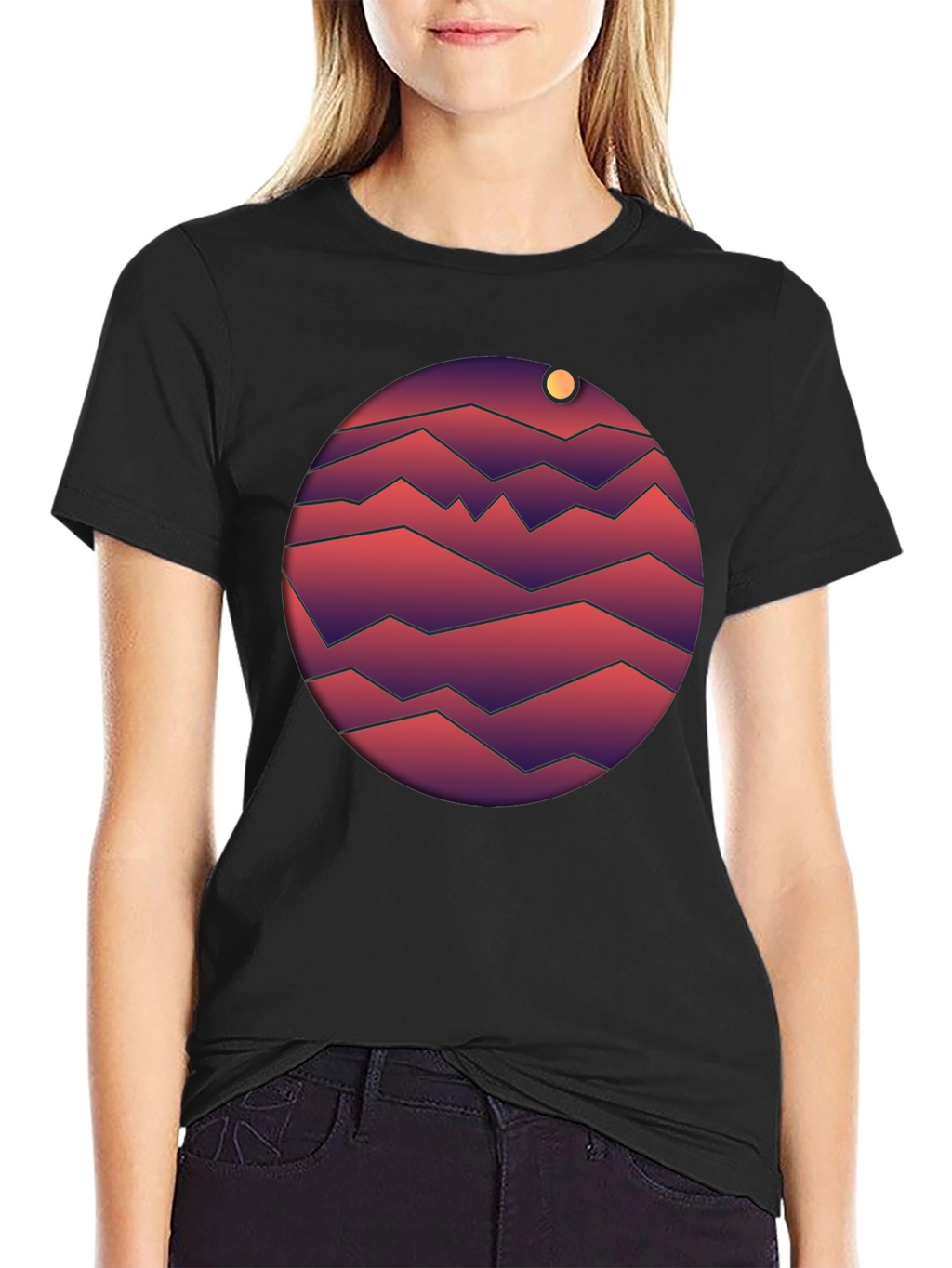 Geometric Planet T-Shirt - Retro Style