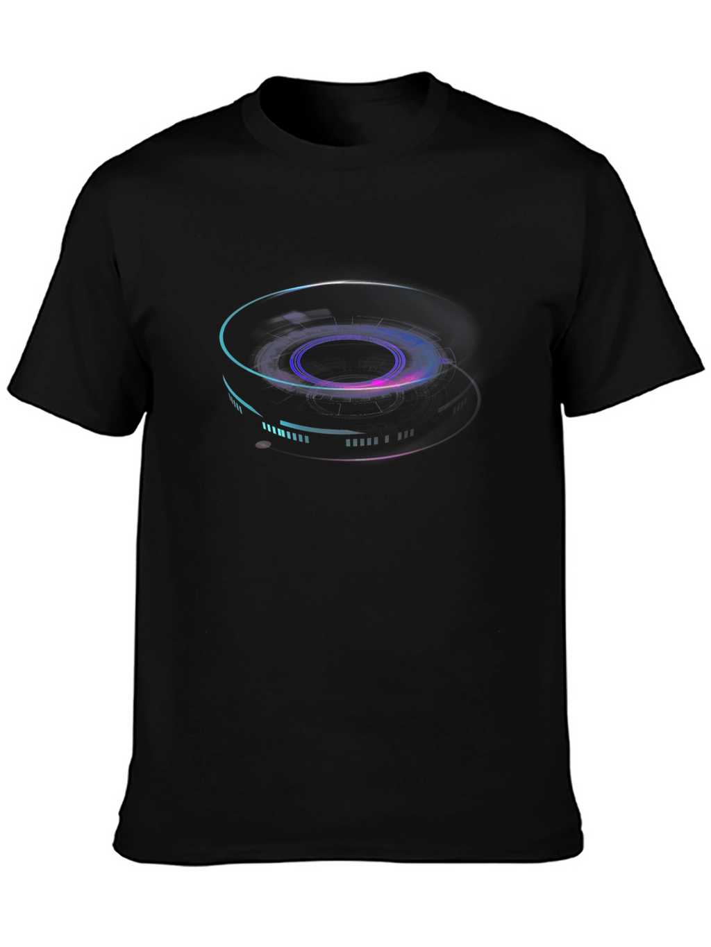 Abstract Neon Graphic Print Black T-Shirt