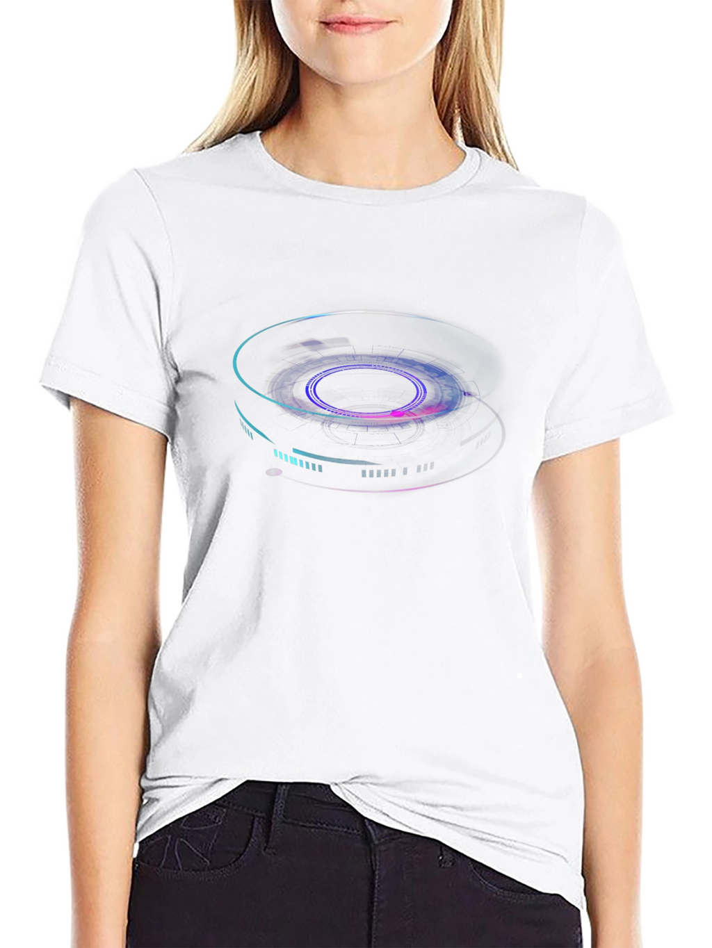 Abstract Neon Graphic Print Black T-Shirt