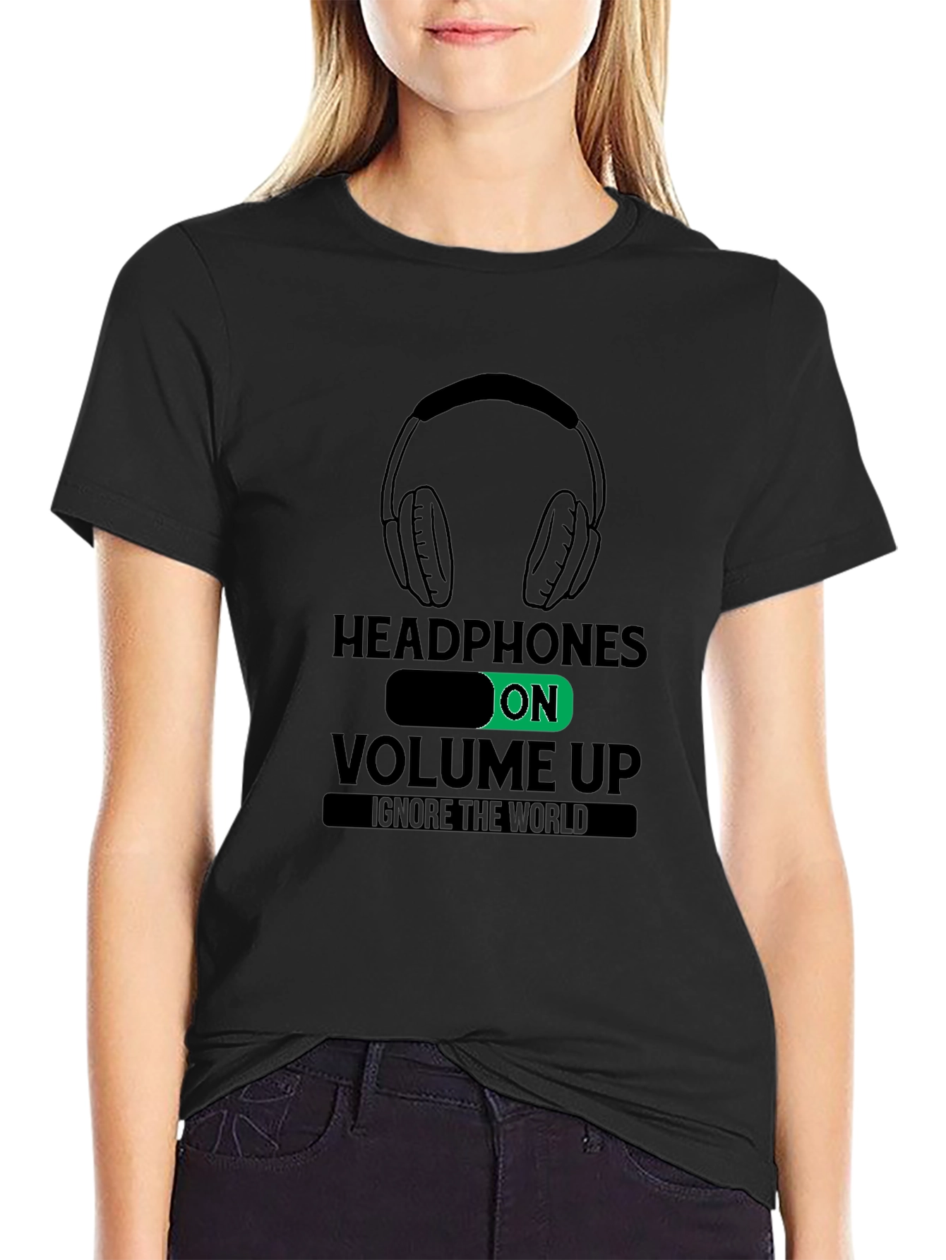 Headphones On Volume Up Graphic Tee