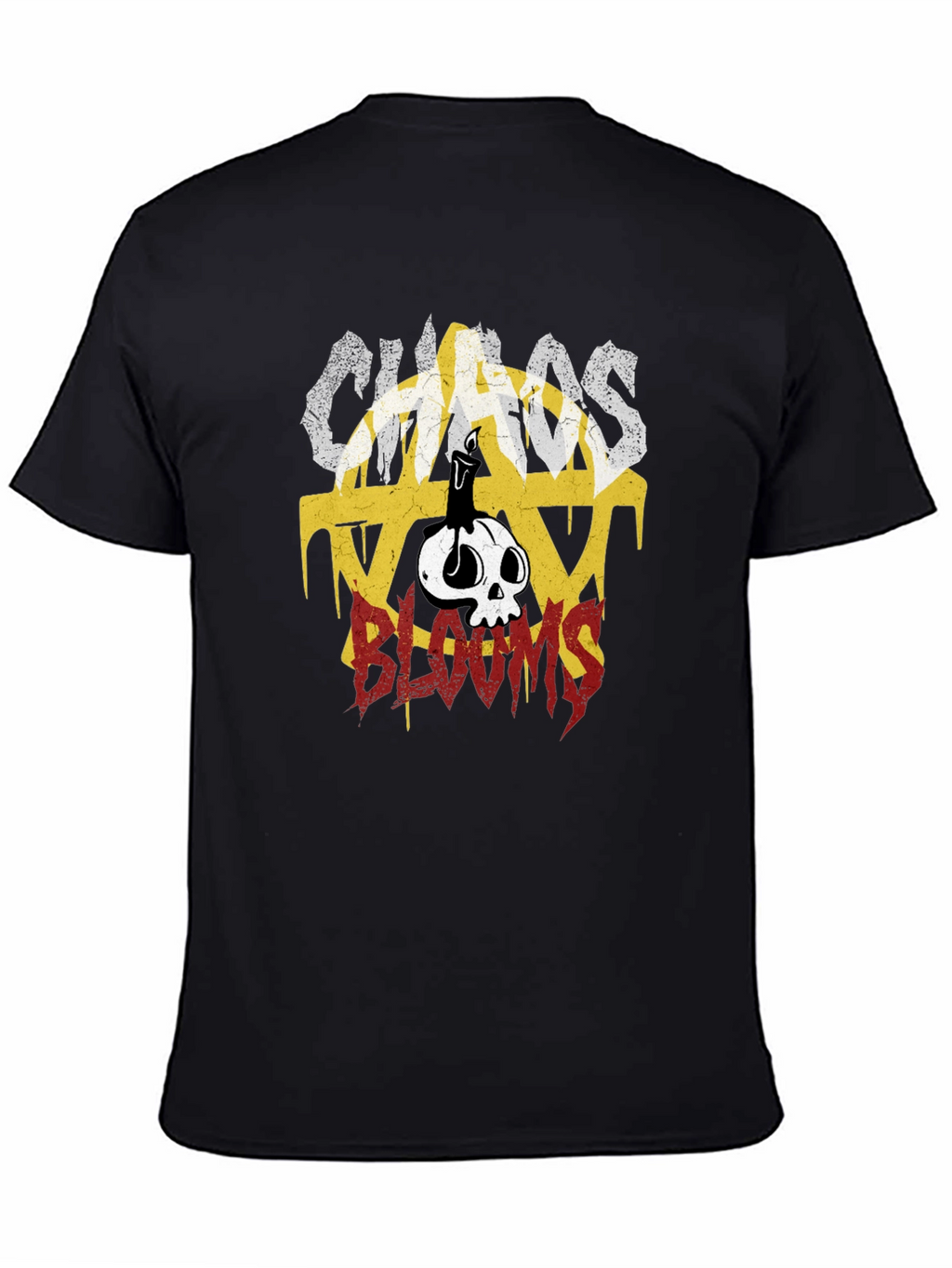 Chaos Blooms Graphic Print T-Shirt - Black